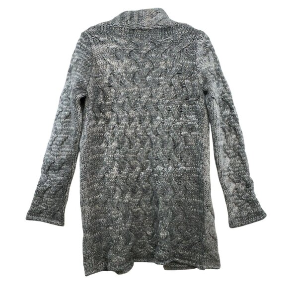 Gemelli Cable Knit Open Front Cardigan Sweater S/P Grey Acrylic & Mohair Blend M - Picture 9 of 12